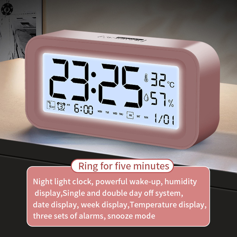 Student Alarm Night Light Desktop Electronic Clock Table Digital Smart Wake Up Alarm Clock