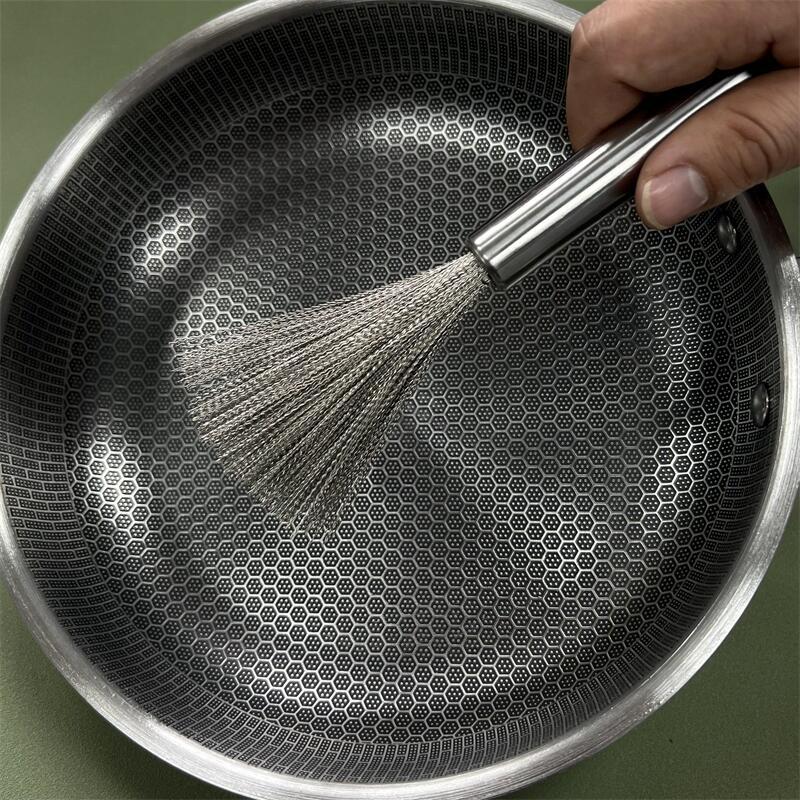 Stainless steel pot brush kitchen special long handle brush pot household kitchenware non-shedding canteen cleaning easy to clean steel wire brush