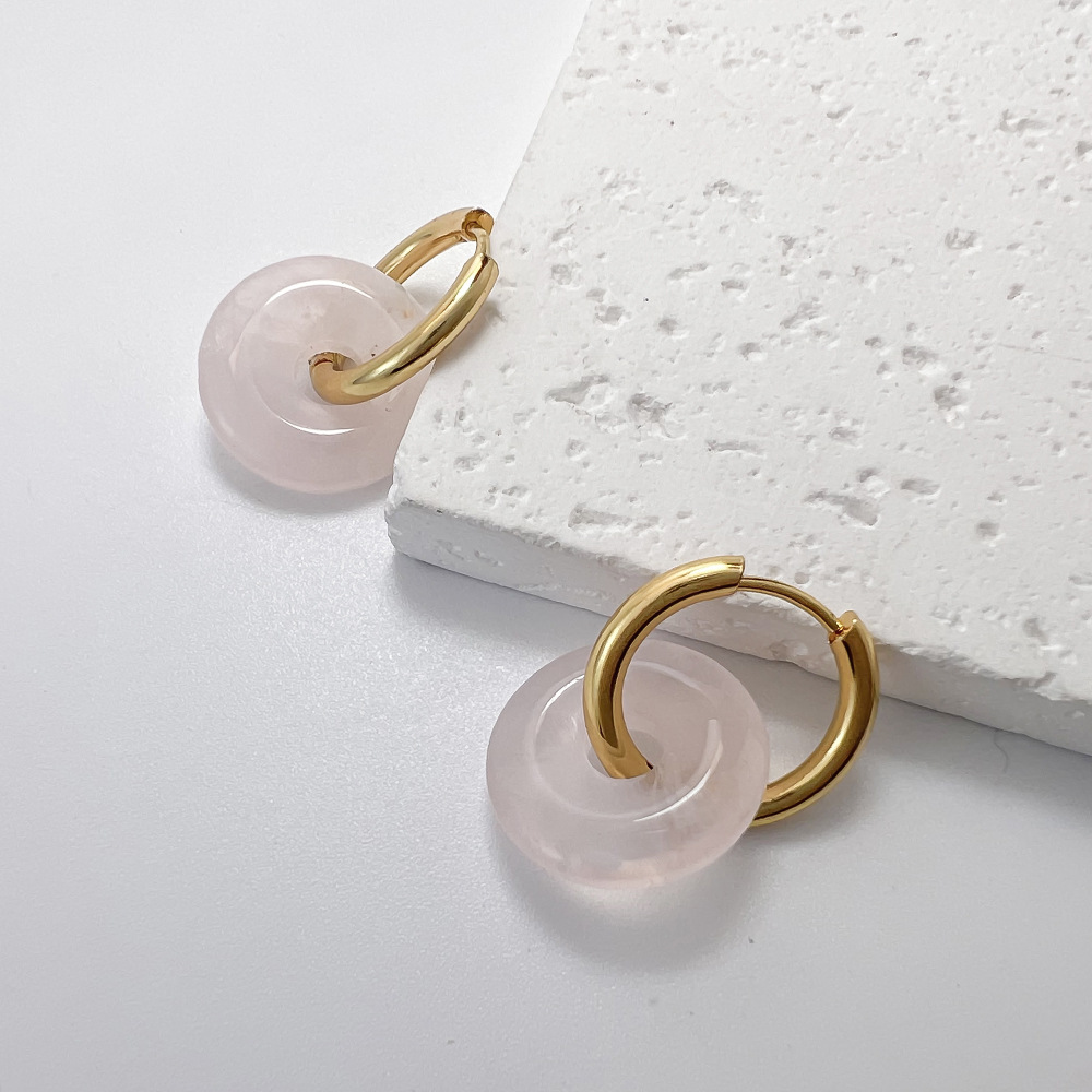 Stainless Steel and Natural Stone "Peace Knot" Hoop Earrings—Simple and Elegant Earrings