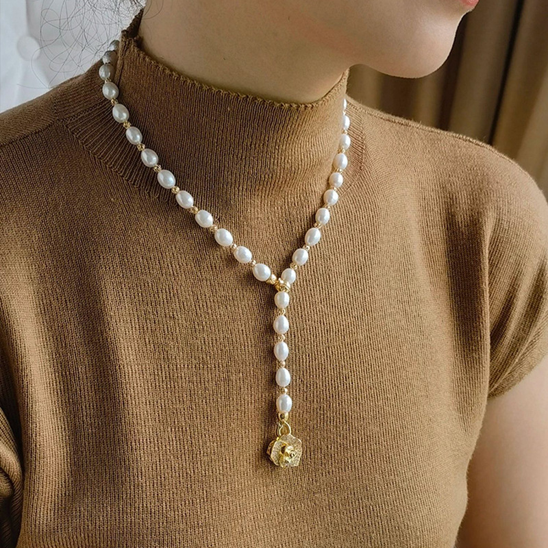7-8mm natural freshwater pearl necklace for women, camellia niche collarbone chain, pendant, drop, neck chain
