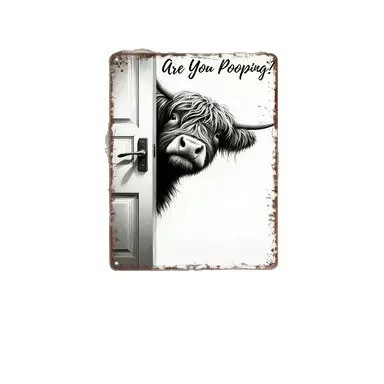 Galvanized Plate Hanging Animal Decoration Metal Craft Highland Cow Tinplate