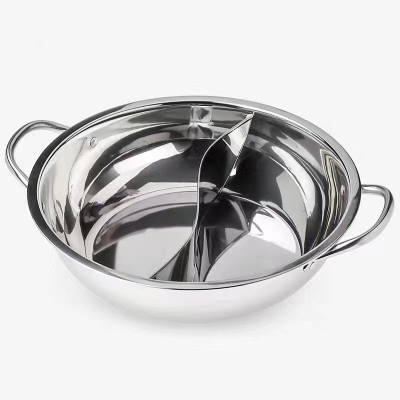 Thickened mandarin duck hot pot pot with lid mandarin duck hot pot household stainless steel hot pot pot induction cooker open flame dedicated pot