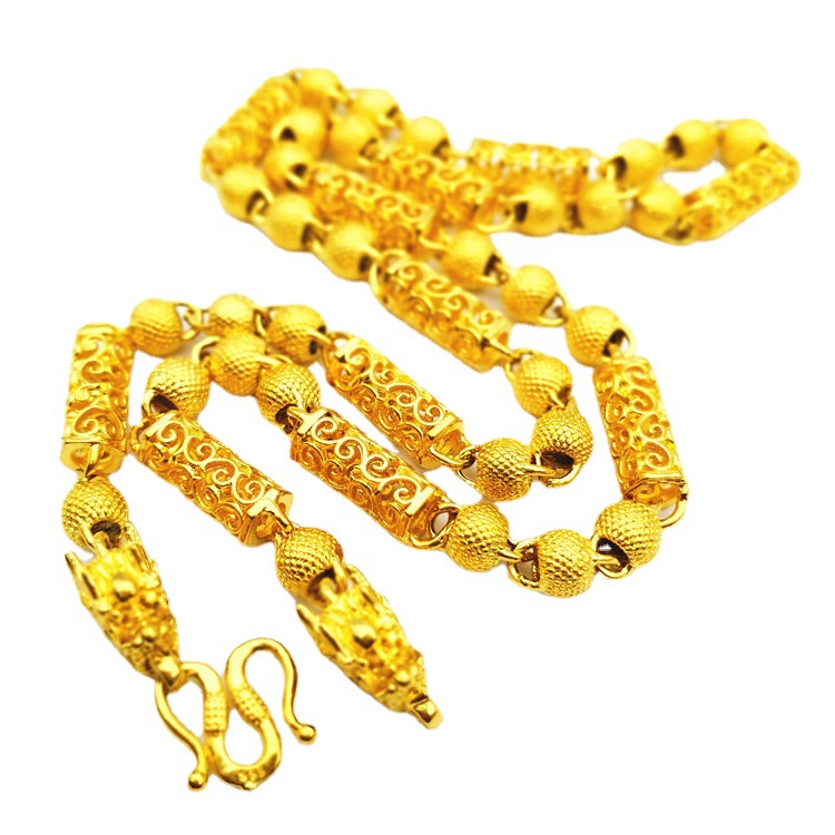 Big gold necklace gold-plated live-streaming sand gold necklace men South Africa tin gold jewelry fire gold inside and outside one color country