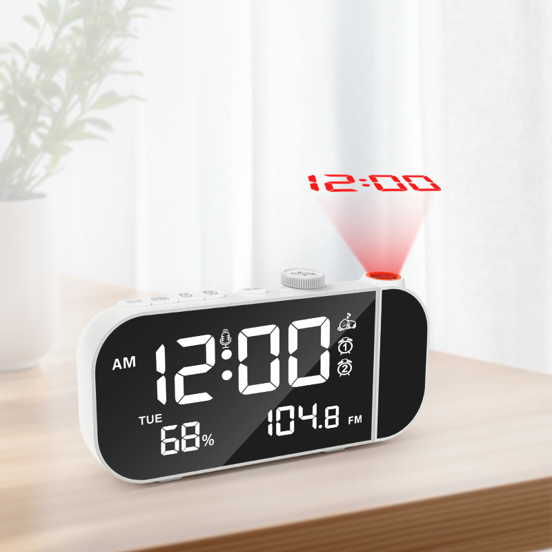 New Electronic Alarm Clock with Projection, Bedside Lighting, FM Radio, Digital Projection Clock