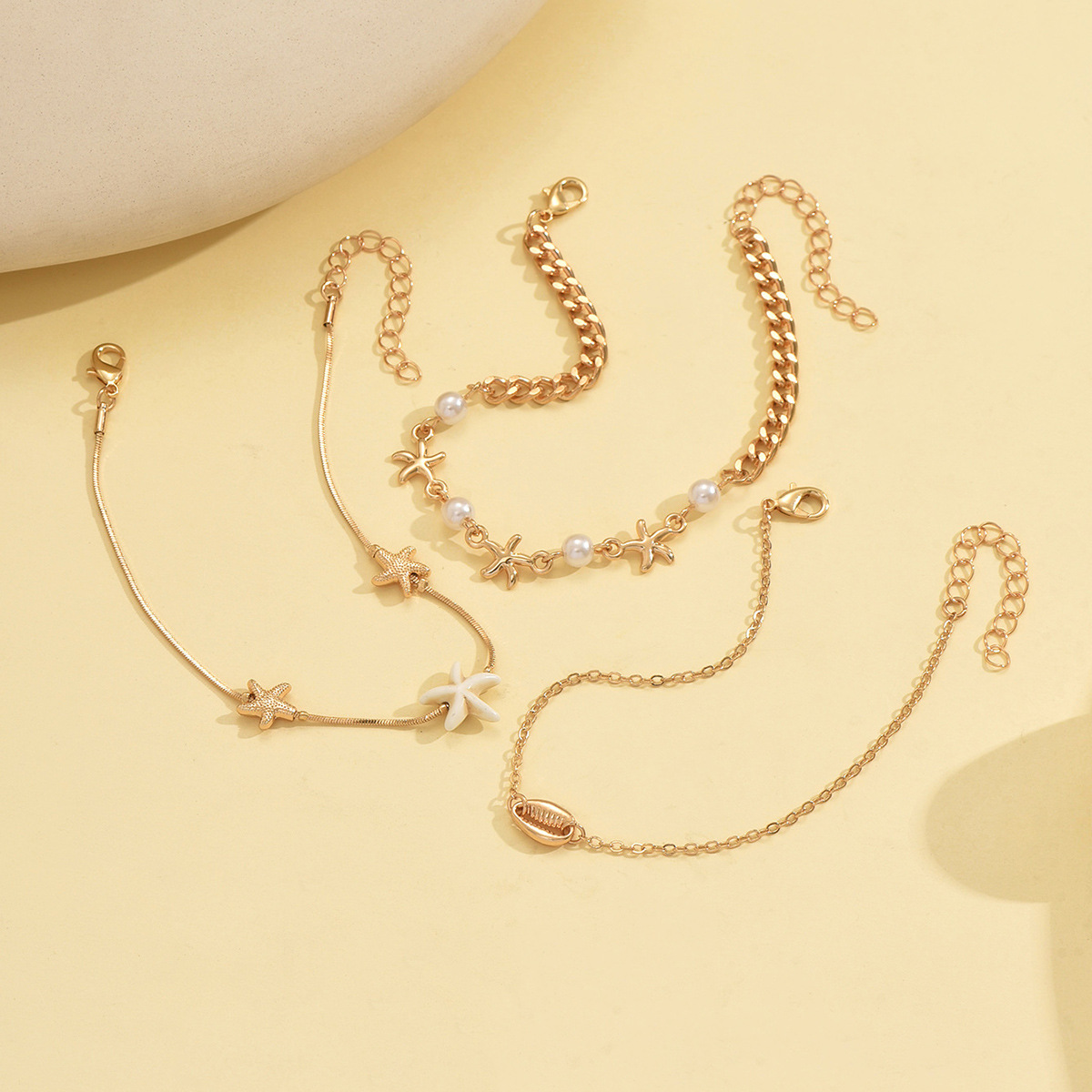 Accessories Beach Vacation Style Alloy Shell Starfish Conch Pendant Anklet for Women Stacking Anklet
