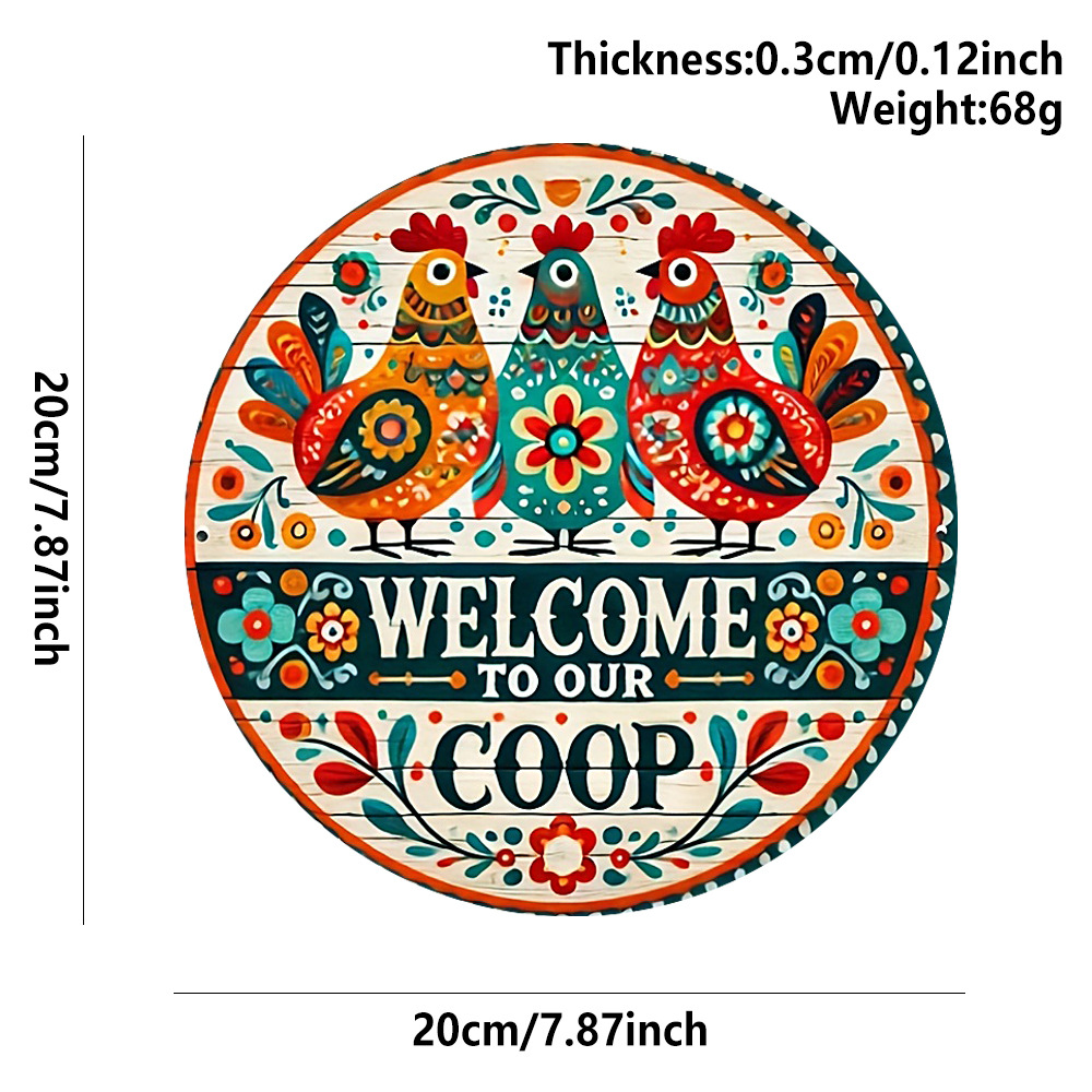 20*20*0.3cm · 木质欢迎挂牌 复古彩色鸡舍欢迎