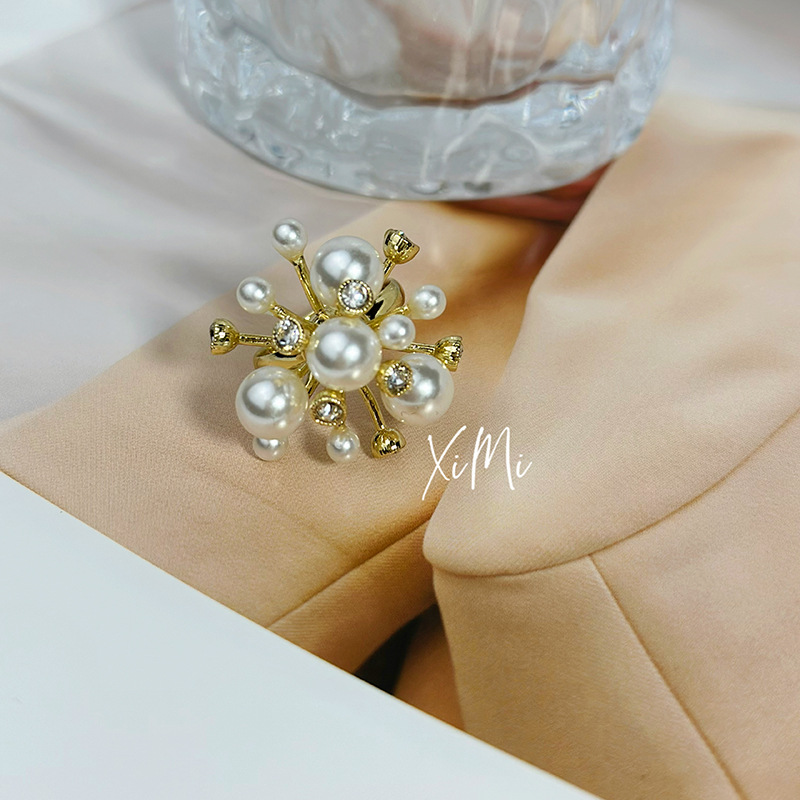 Simple Starry Sky Pearl Open Ring for Women Fireworks Index Finger Ring Exaggerated Band