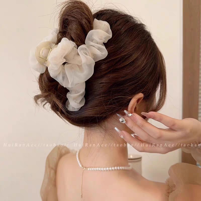8#【白色】雪纺褶皱纱花约13cm