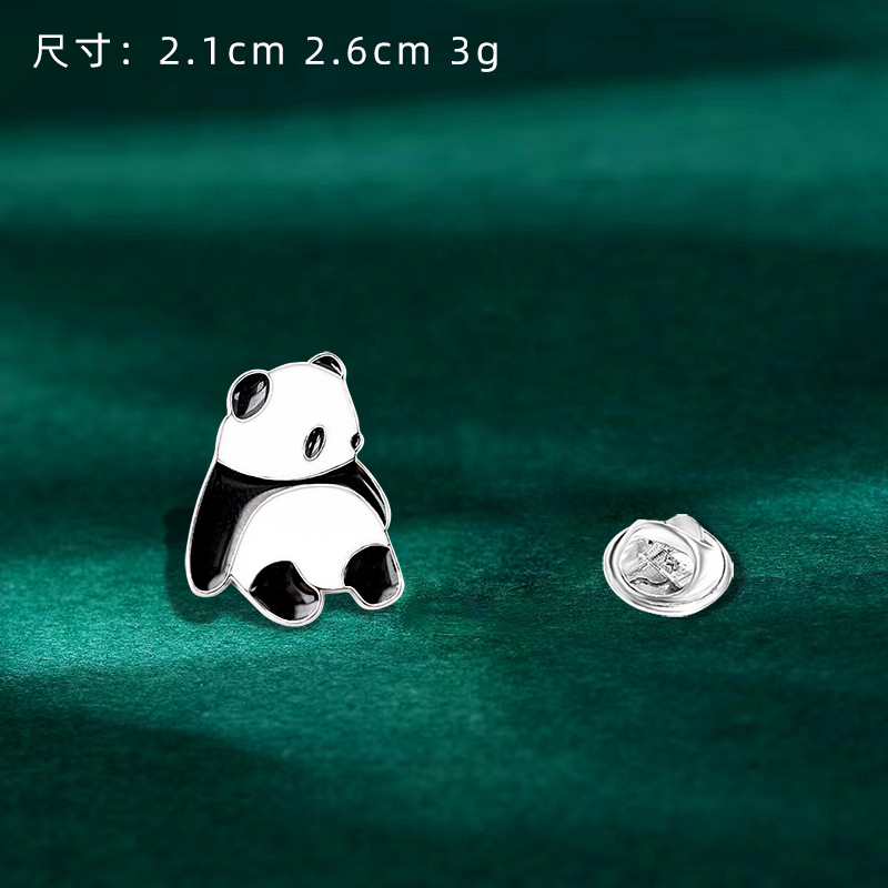 Chinese Style Panda Brooch Cute Animal Bag Badge Clothing Bag Accessory Bamboo Giant Panda Chain Lapel Pin