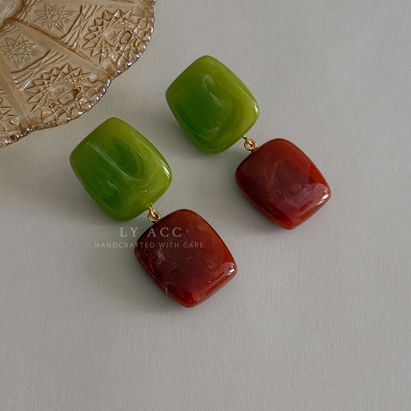 Small Fresh Semi-Circular Stud Earrings Candy Color Daily Commuter Earrings