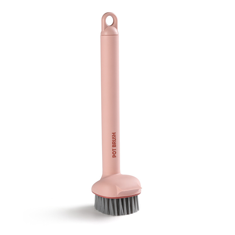 Long-handled pot brush for household dishwashing, washable, rotatable, kitchen cleaning tool