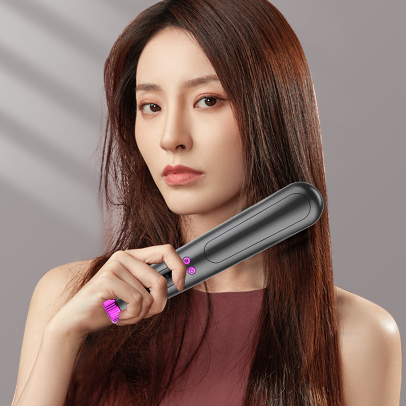 Negative Ion Smart Vibration Massage Electric Comb Fluffy Lazy Non-Damaging Hair Straightening Comb Straight and Curl Dual Use Curling