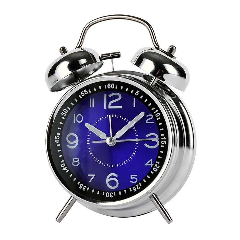 Metal bell alarm clock with electroplating, luminous, bedroom, Aishida sweep-second alarm clock, student clock