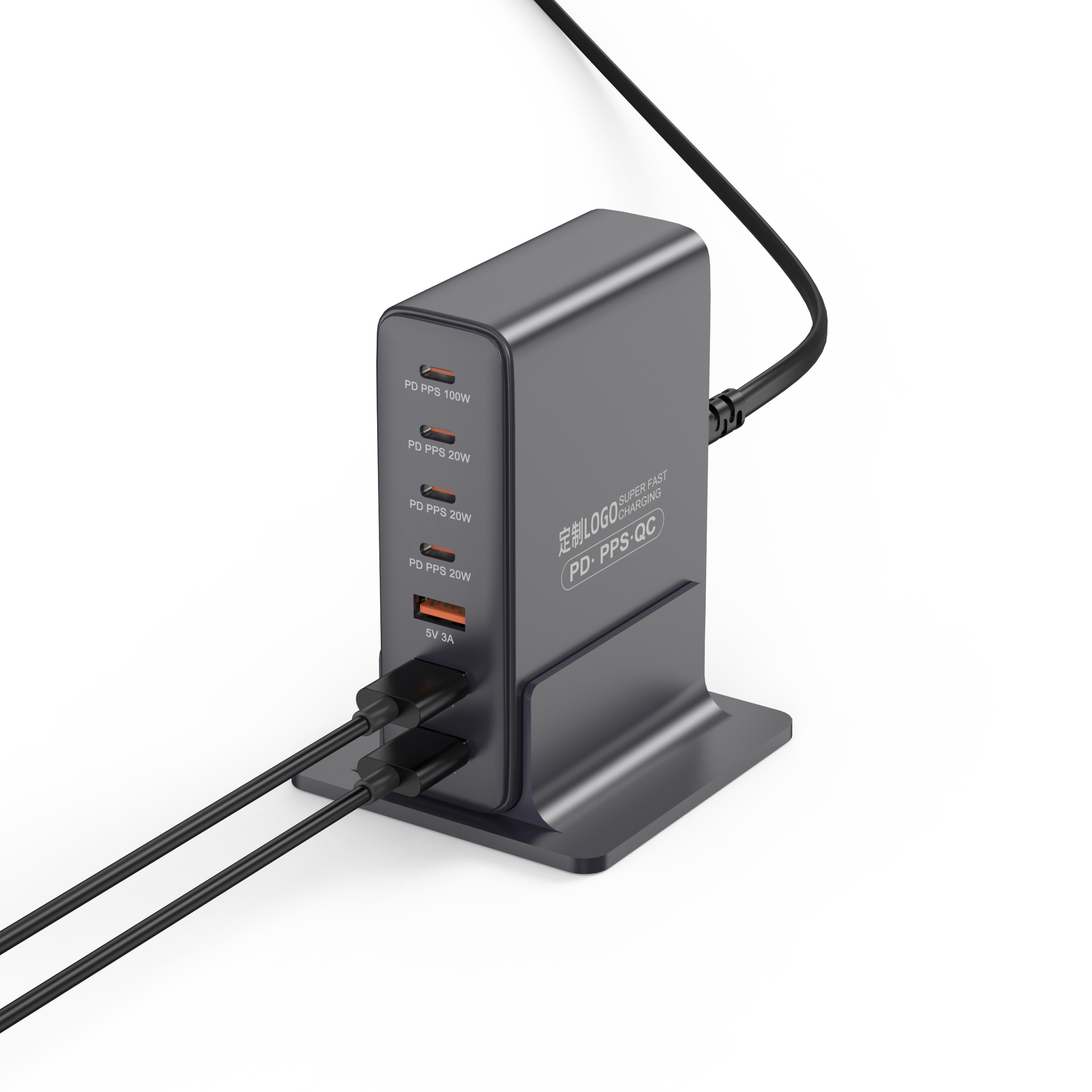 100W GaN Charger Fast Charging PD Multi-Port Charger qc3.0 Desktop Multi-Device Fast Charging Station