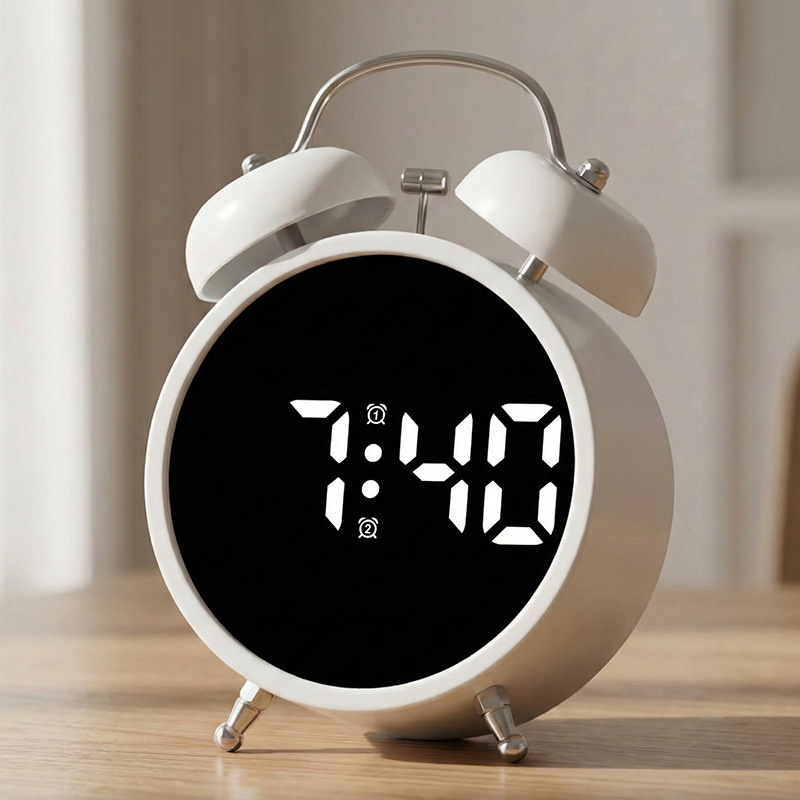 Indoor super silent children electronic alarm clock learning special digital LED display metal ringing small alarm clock
