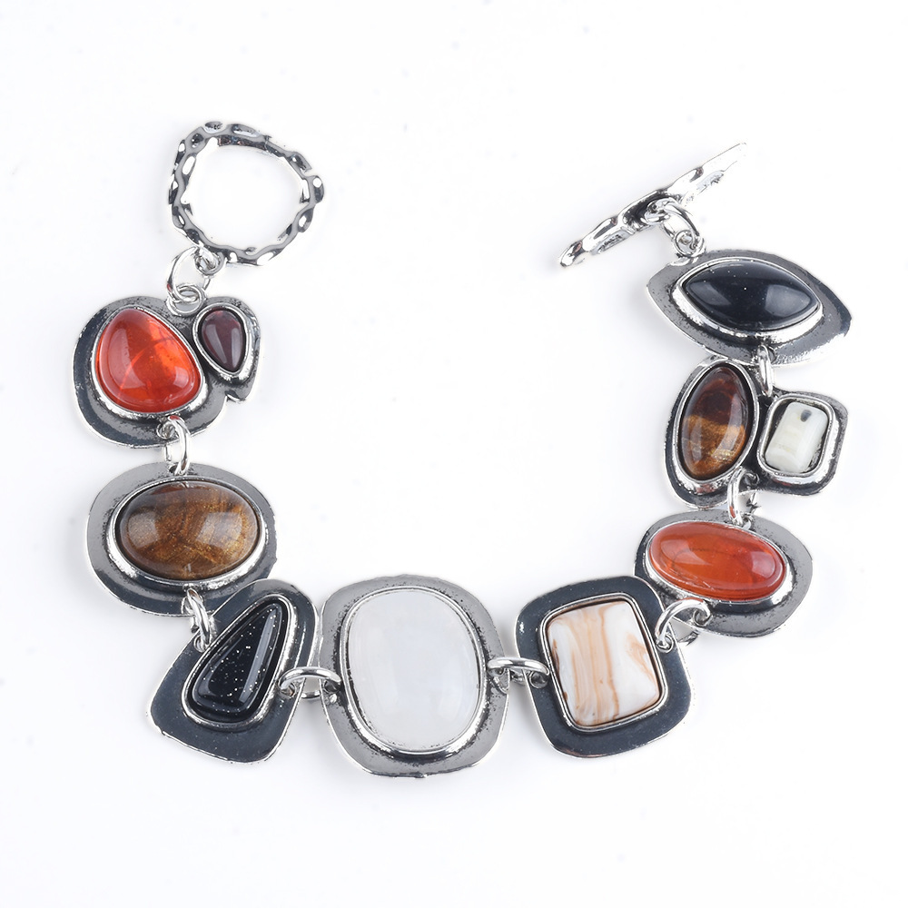Exquisite Necklace Bracelet Set Plain Ring Stone Beads Collarbone Chain