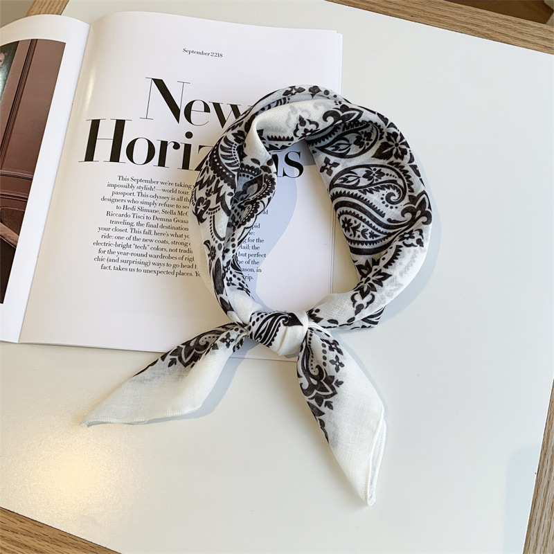 58cm cotton-linen small square scarf, fresh and breathable women's soft decorative small scarf, spring and summer scarf for women