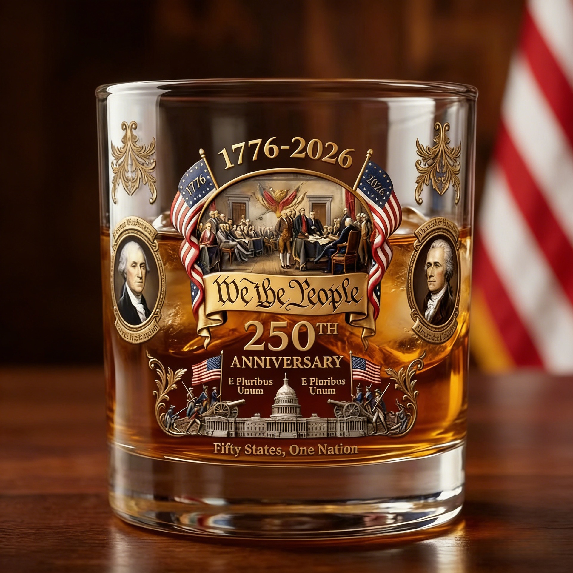 Safe packaging 250th anniversary glass wine glass glass chemical silk printing whiskey brandy