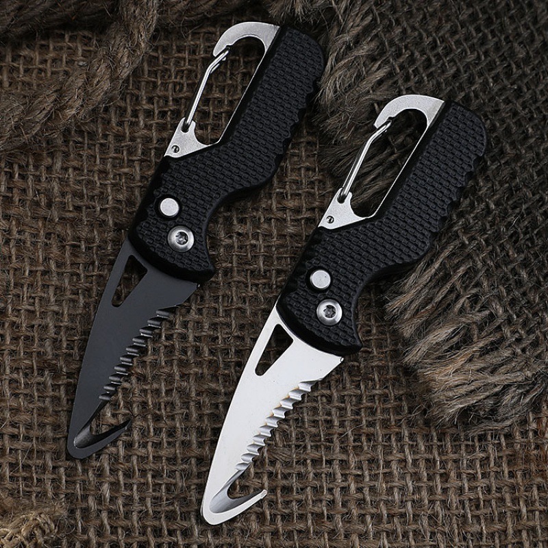 Portable multifunctional express package opening knife keychain serrated hook pocket opening tool mini box opener