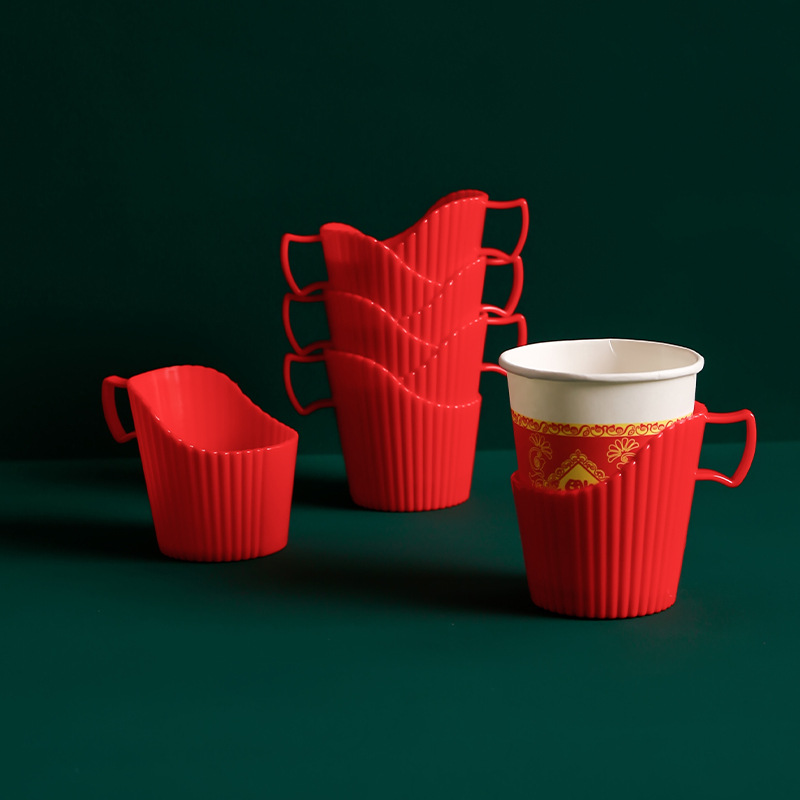 Household disposable paper cup holder, cup sleeve, thickened plastic cup holder, office anti-scald heat-insulating paper cup holder, universal