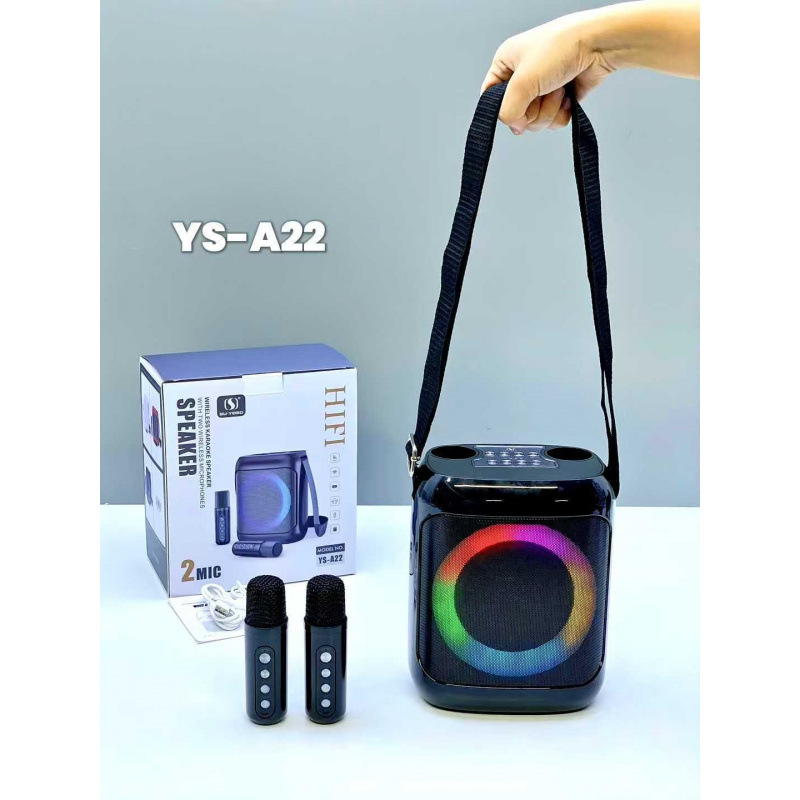YS-A22 Karaoke Set KTV Sound Bluetooth Speaker Dual Microphone Speaker Microphone All-in-One