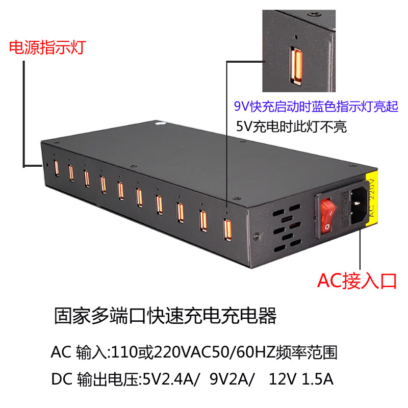 Gujia Fast Charging USB Charger 10/20/30 Port PD TYPE-C Plug High Power Flash Charge