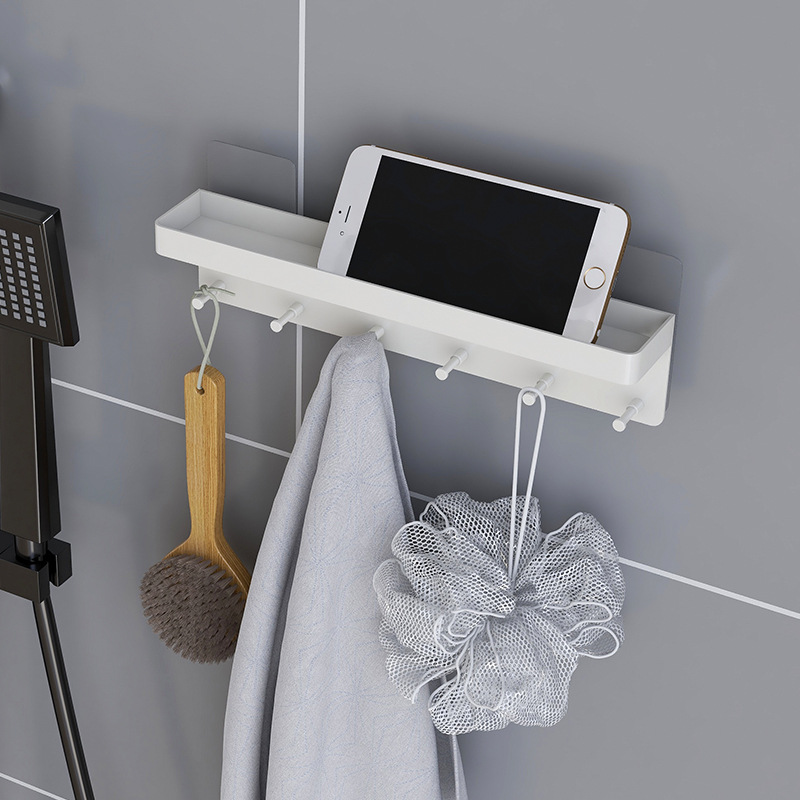 Entryway wall no-hole stainless steel key rack multifunctional seamless wall-mounted storage rack