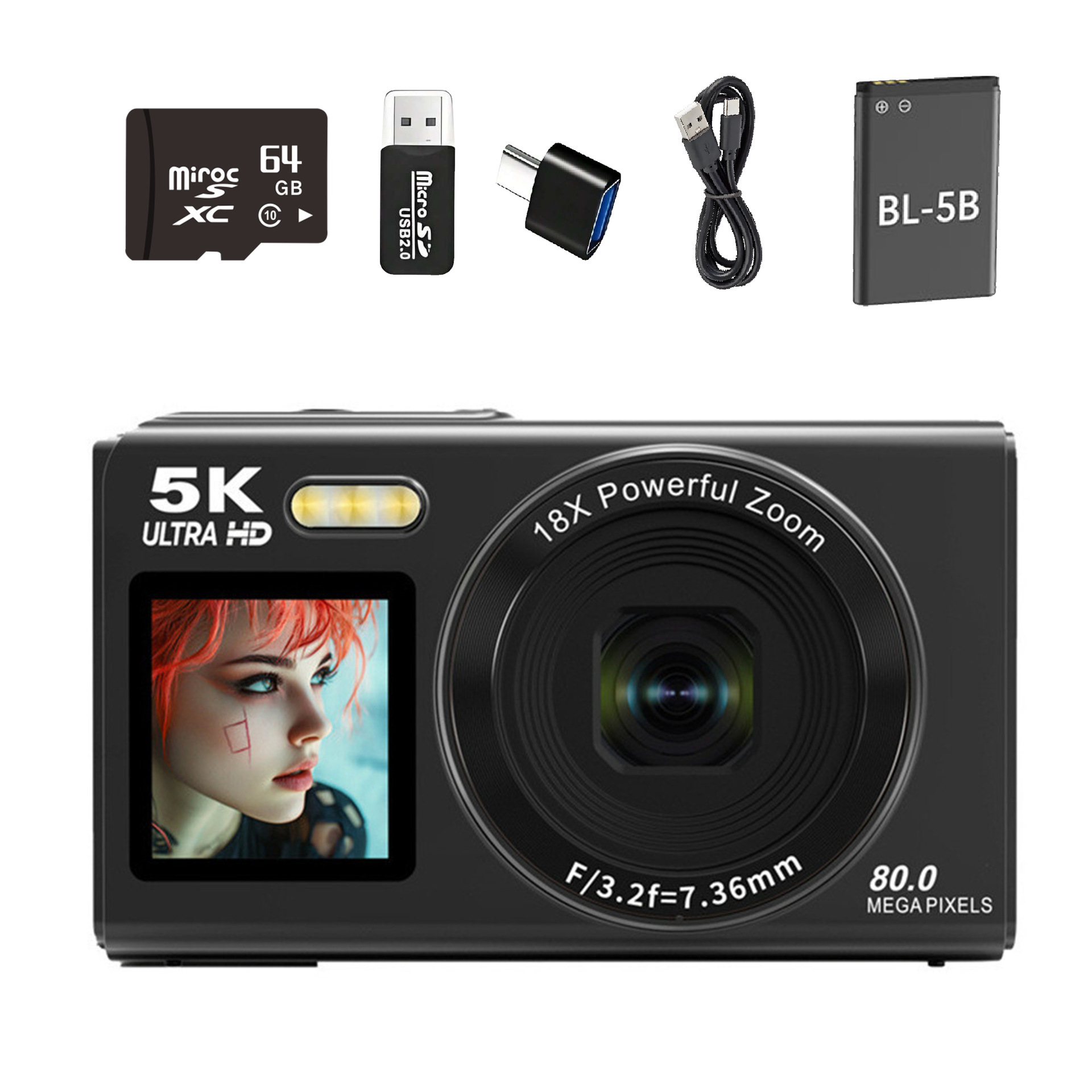 5K HD digital camera dual screen WiFi card camera recording portable campus vlog travel camera