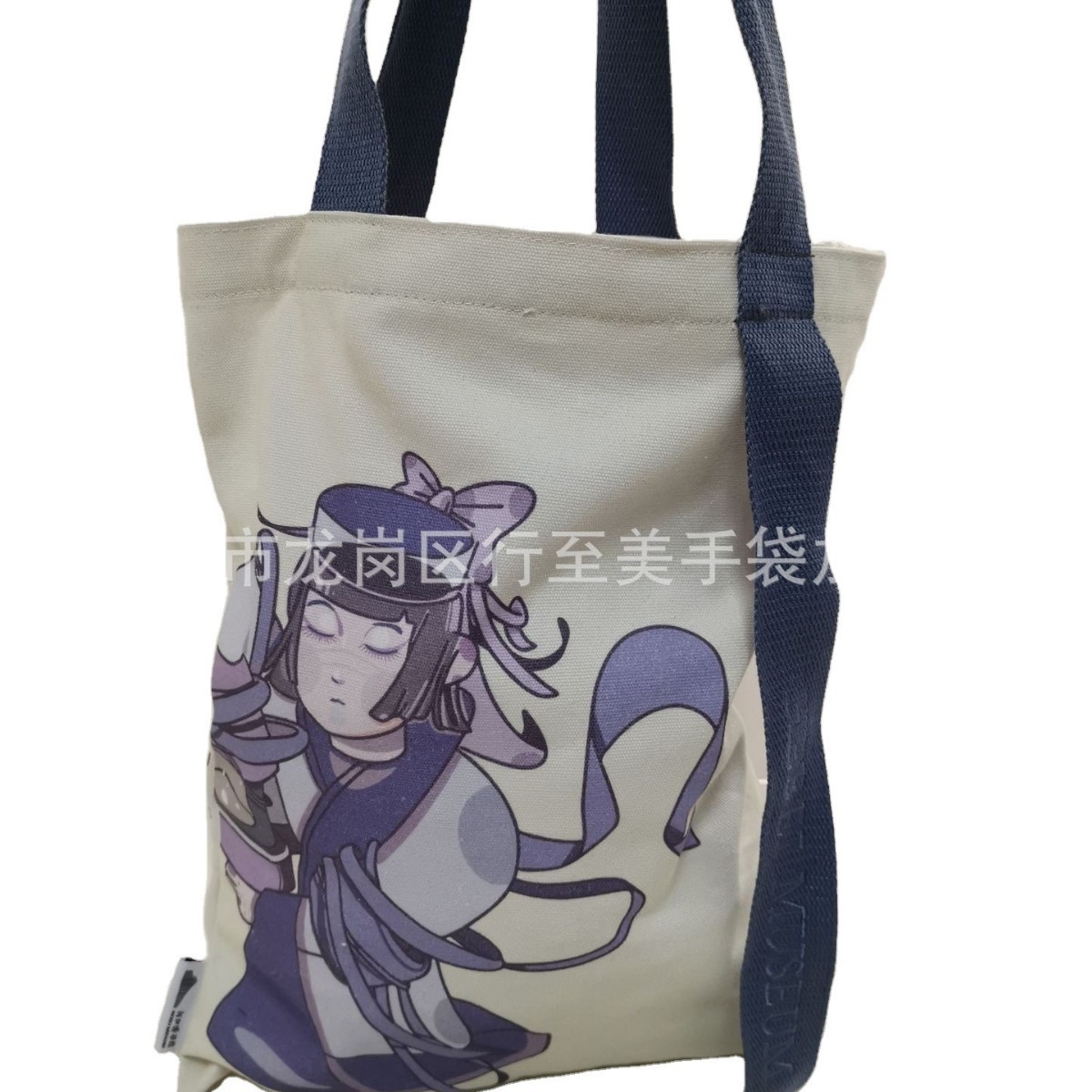 Drawstring backpack bag cotton canvas advertising student shopping bag single shoulder double shoulder zipper handbag