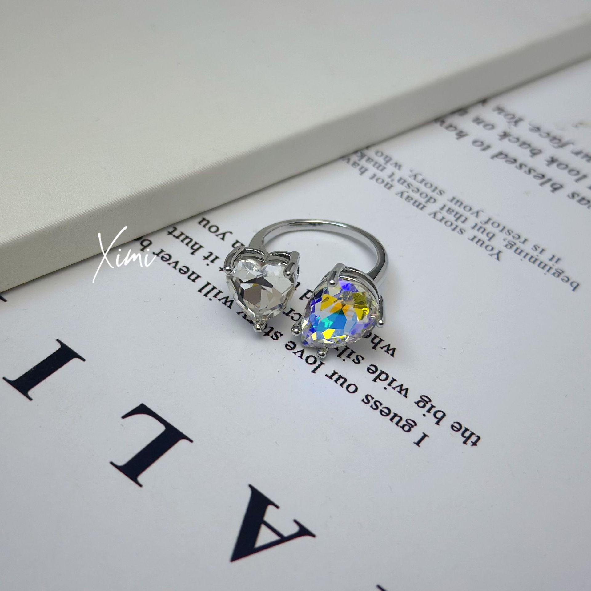 Heart Drop Zirconia Open Ring for Women 2026 New Bestie Index Finger Ring Super Beautiful Niche Ring