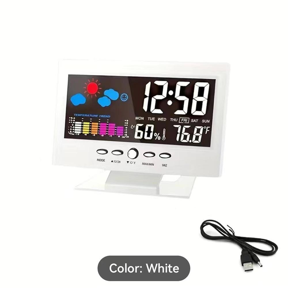Weather Clock 8082T, Color Screen Display Temperature and Humidity, Home Voice-Activated Electronic Alarm Clock