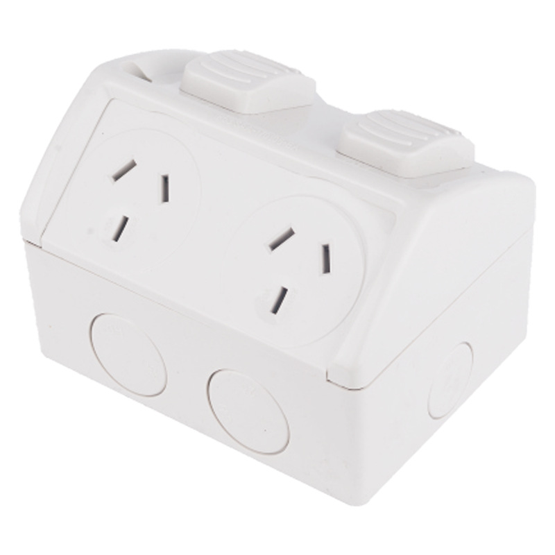 IP53 two-gang surface-mounted Australian 10A 15A power socket Australia SAA certified double socket with independent switch