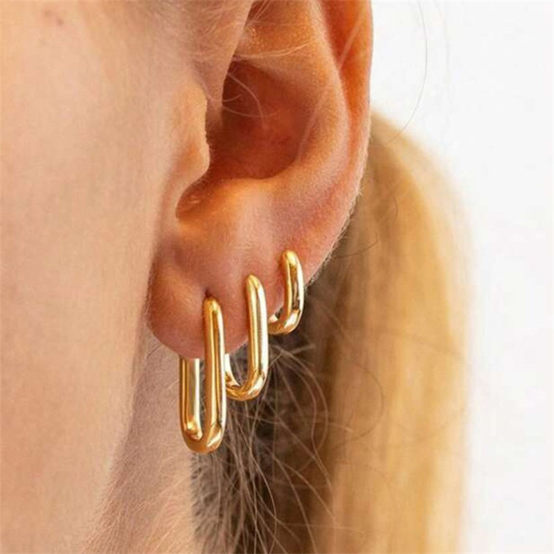 Simple Earring Hoop Niche Unisex Alloy Earring Rock Punk Earrings
