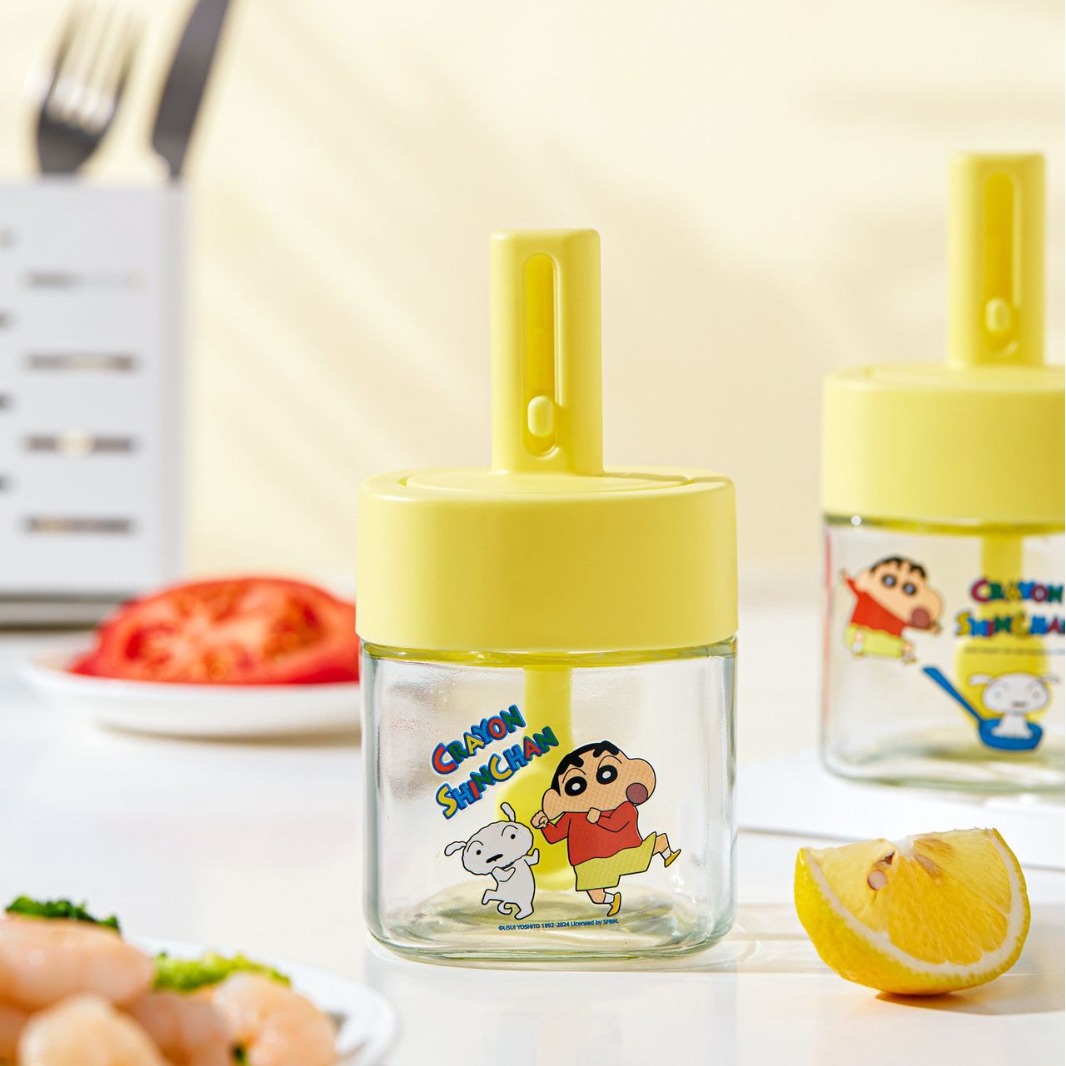 Crayon Shin-chan Seasoning Jar Official Retractable Spoon Lid Integrated Cute Kitchen Salt Jar Cartoon Seasoning Jar
