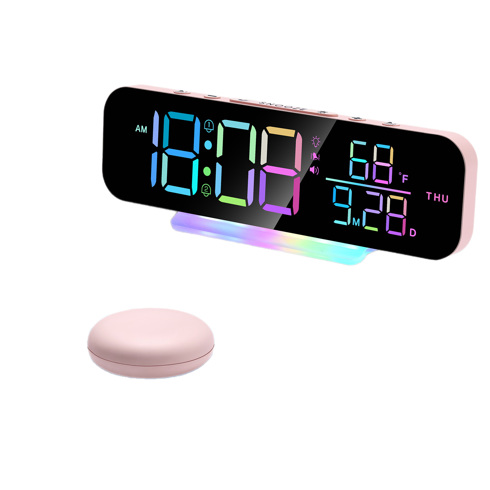 2025 new product LED colorful vibration electronic clock living room large screen digital display table clock perpetual calendar wall clock modern simple