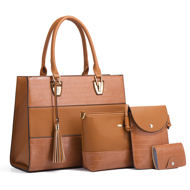 2026 new shoulder crossbody handbag crocodile pattern four-piece set mother-child bag