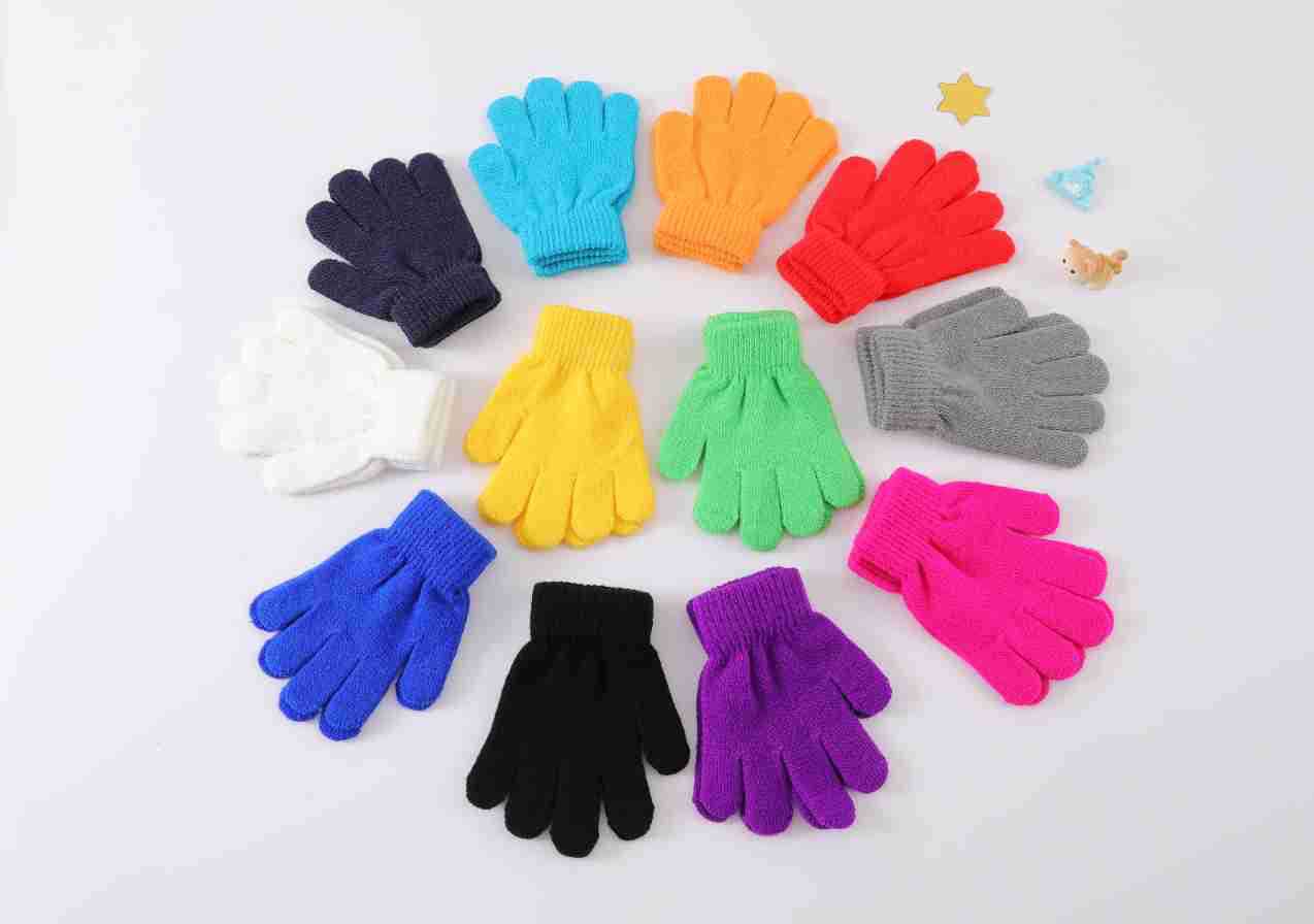 New Winter Knitted Children's Warm Gloves Macaron Warm Windproof Gloves Anti-Freeze Split-Finger Gloves