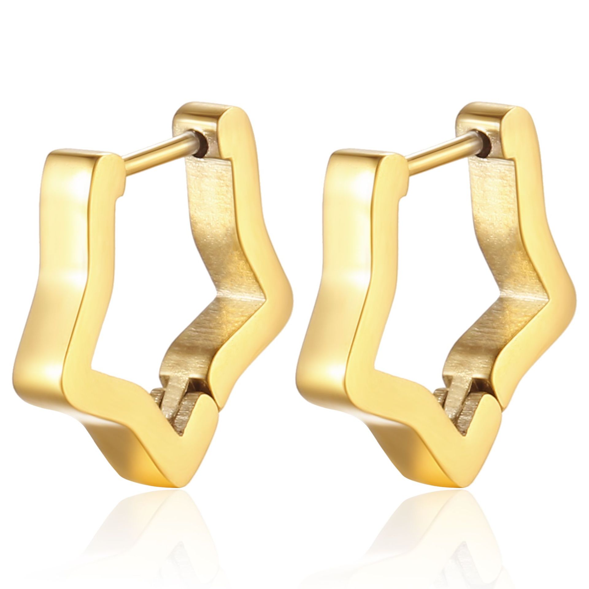 Exclusive stainless steel ear clips for women, hand-polished geometric earrings, furnace real gold ear accessories