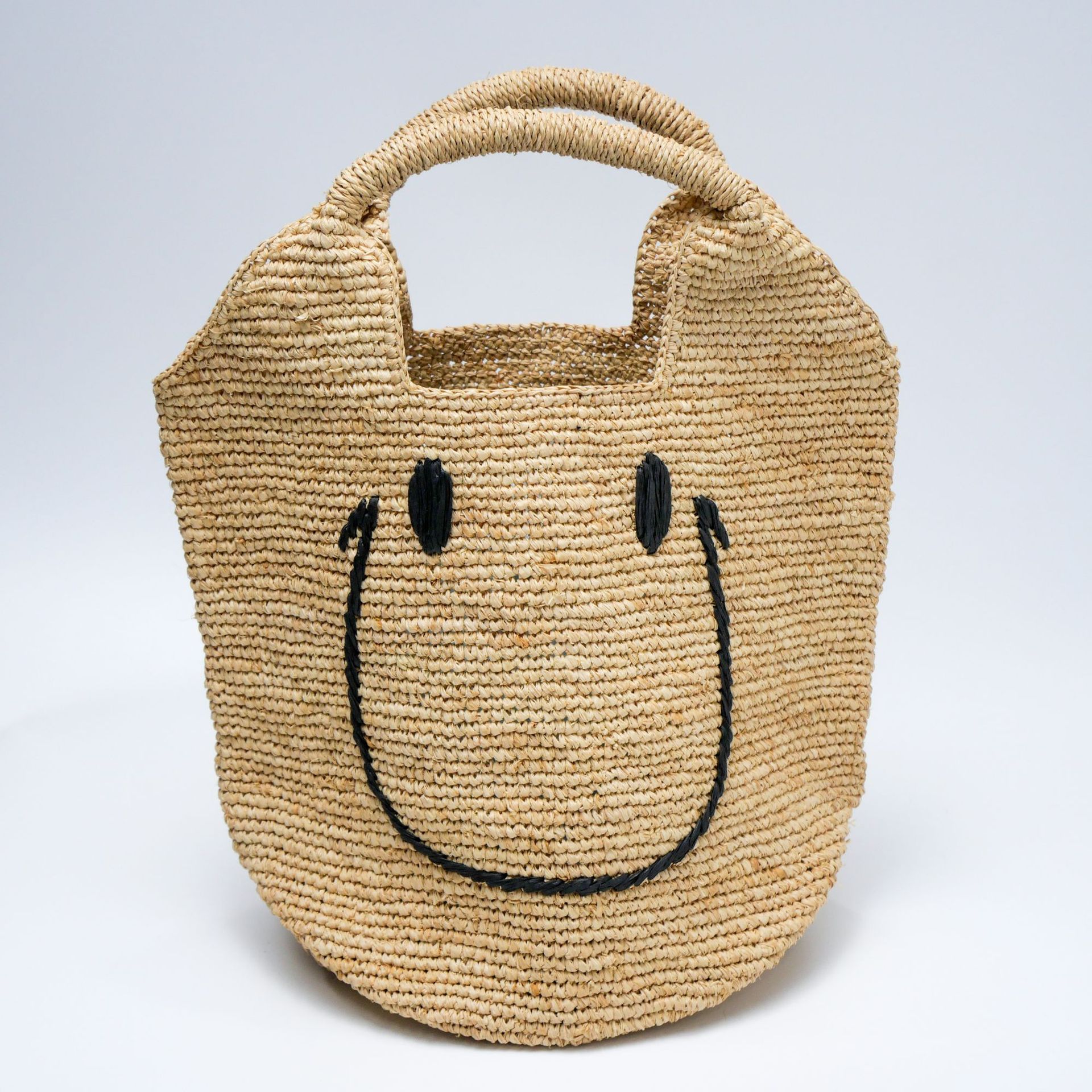 2026 New Raffia Woven Bag Handmade Straw Bag Beach Vacation Beach Bag Handheld Tote Bag