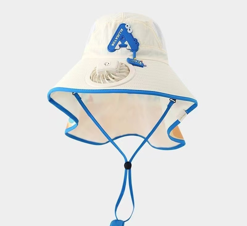 Solar Fan Children's Hat, Summer Thin Sun Protection, Wide Brim, Cape Hat, Boys and Girls, Hollow Top Hat