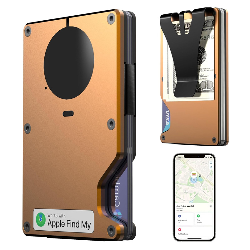New built-in tracker wallet Apple Find My Air tag chip RFID anti-theft