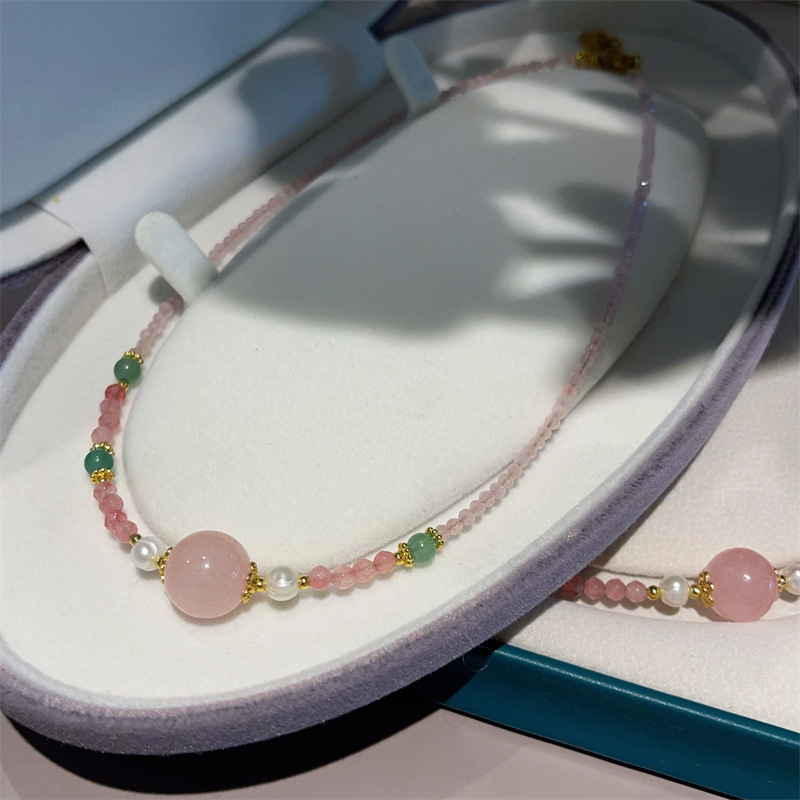 New Chinese Style Amethyst Freshwater Pearl Necklace Amethyst Li Fire Crystal Ball Pendant Choker Simple Necklace