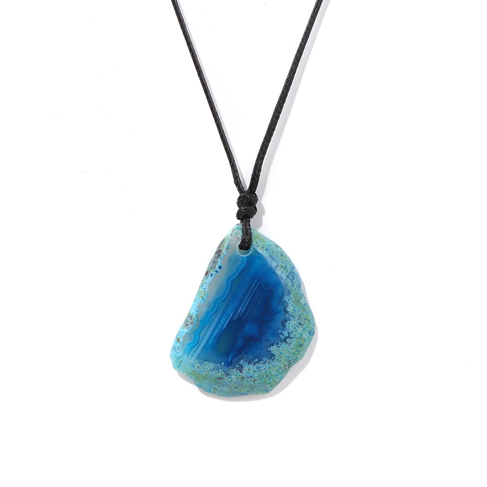 Stone agate slice necklace energy stone irregular shape pendant simple birthstone necklace
