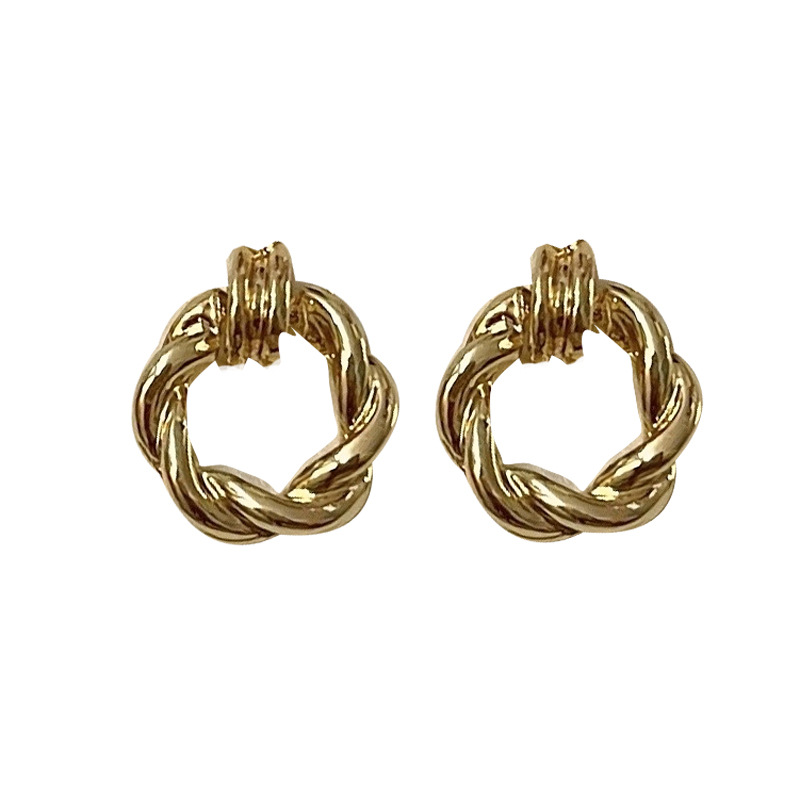 S925 silver needle simple small twist circle ear studs women mini earrings short ear accessories 4789