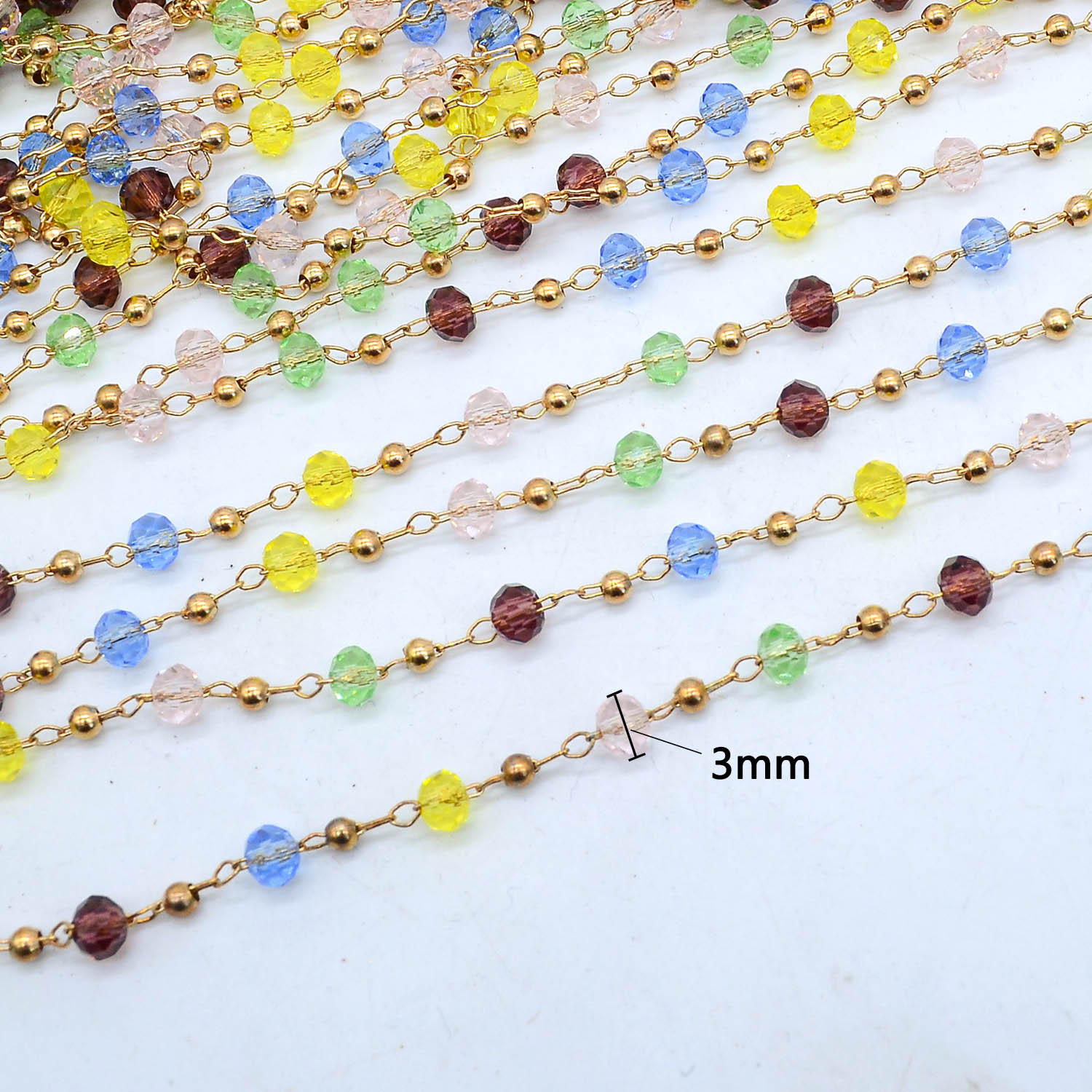 DIY Jewelry Accessories Pure Copper Electroplated Mixed Color Crystal Handmade Chain Necklace Hairpin Clothing Material