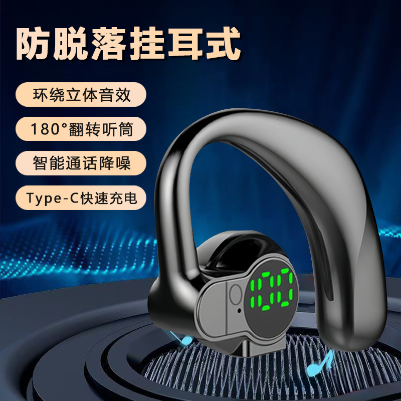 Bluetooth 5.4 Waterproof Wireless Earhook Noise Cancelling Earbuds Ultra Long Battery Life Bluetooth Earbuds Rotatable Stereo Sound S03