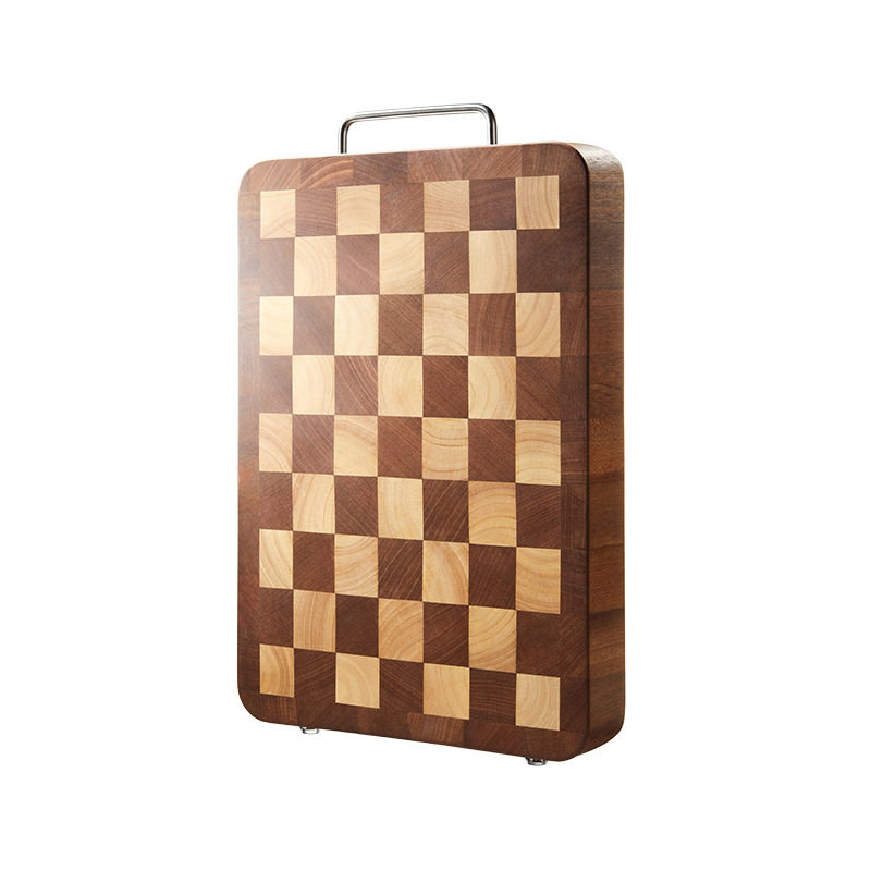 【Hedouc】Solid Wood Chopping Board Home Use Black Walnut Wood Cutting Board Chopping Board Antibacterial Checkerboard