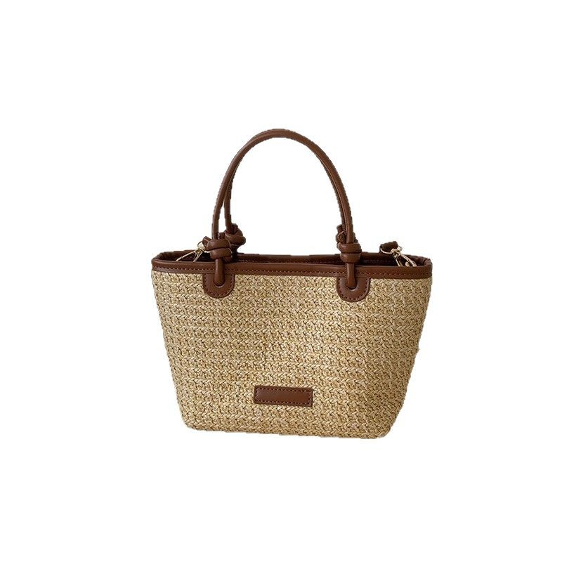 2025 Summer New Woven Bag Basket Bag Crossbody Bag Simple Bucket Bag Women