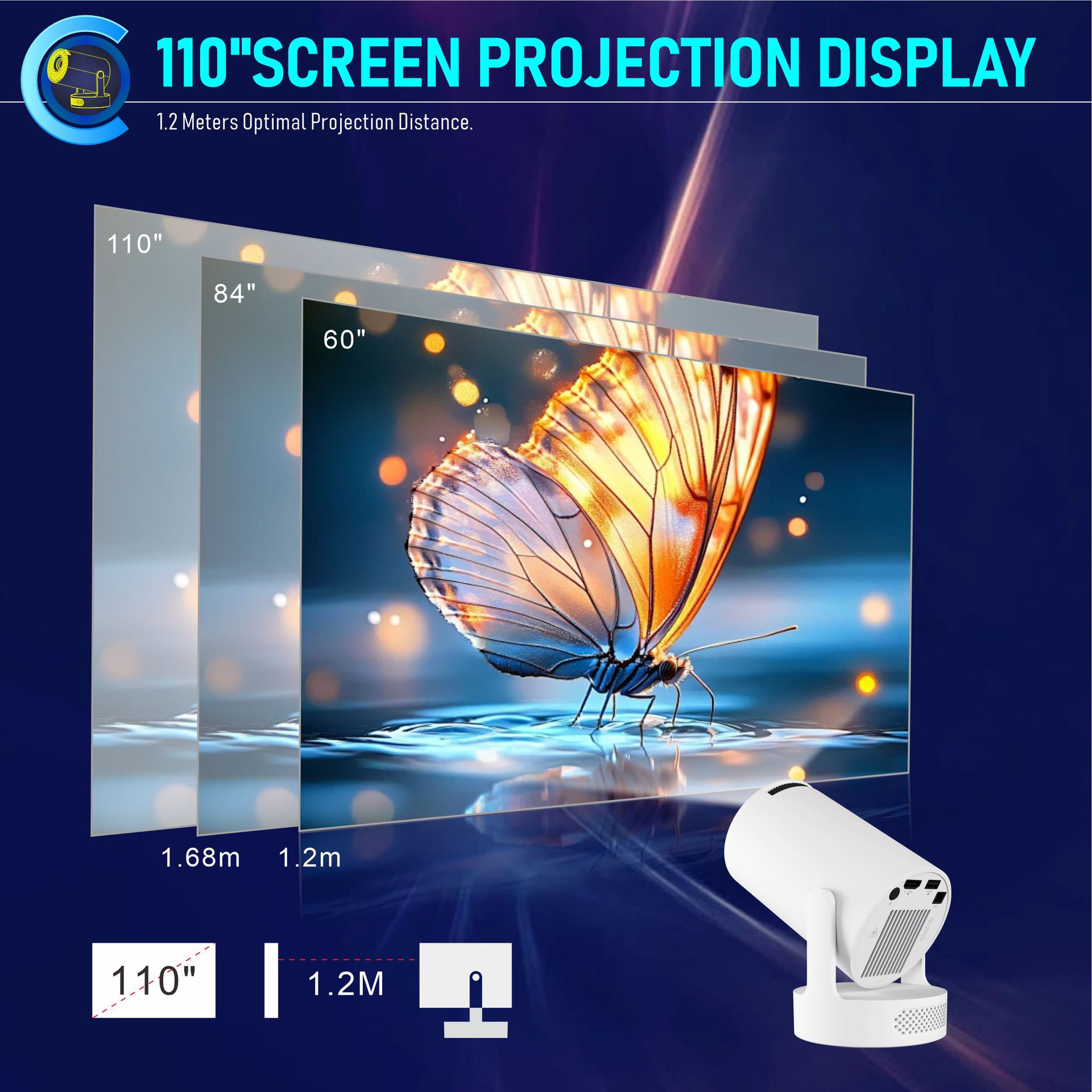 HY300pro+ Projector Android WiFi Short Throw HY300ultra Base Speaker Smart Portable Projector