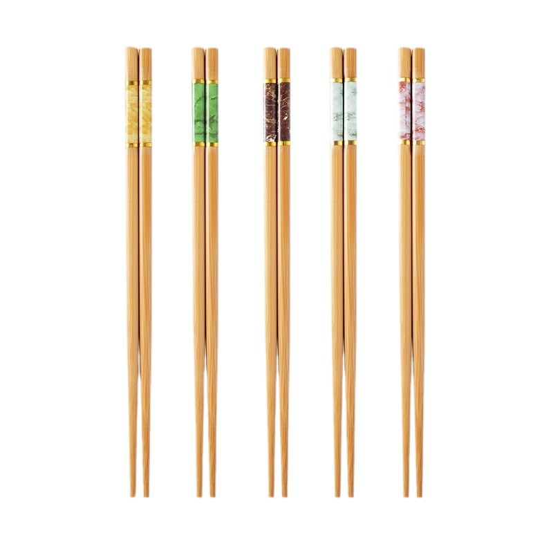 Printed bamboo chopsticks not easy to mold easy to clean household five-color chopsticks serving chopsticks easy to clean tableware